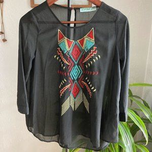 Dina Be Embroidered Sheer Top